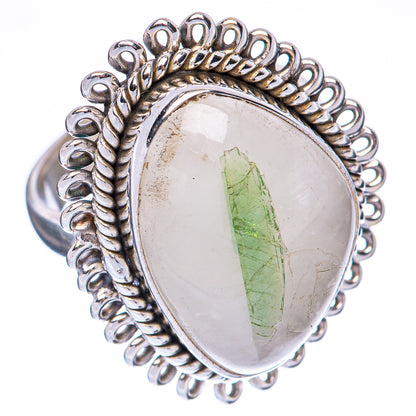 Green Tourmaline In Quartz Ring Size 6 (925 Sterling Silver) R1937
