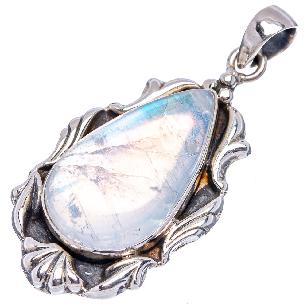 Premium Rainbow Moonstone Pendant 2" (.925 Sterling Silver)