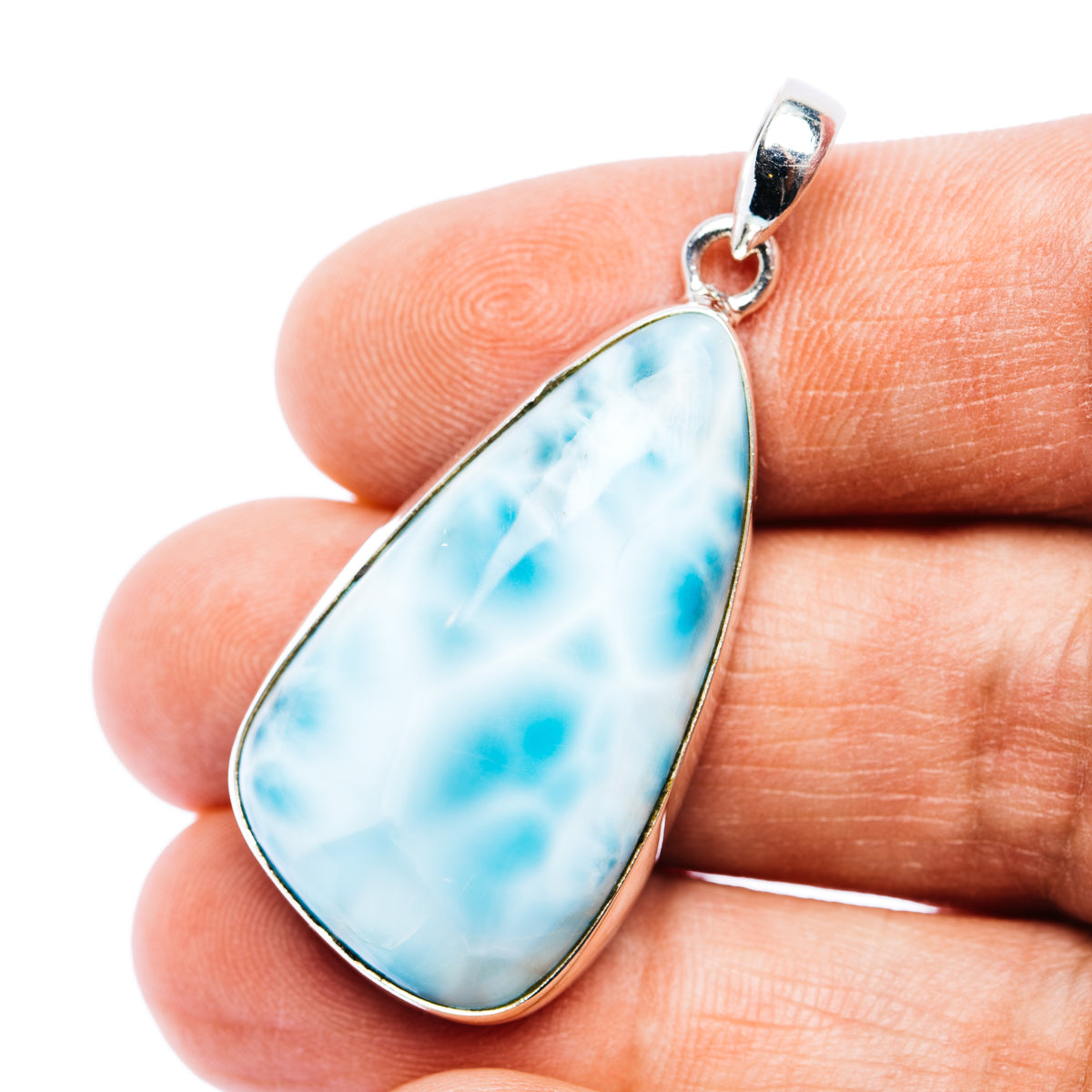 Larimar Pendant 1 3/4" (.925 Sterling Silver)