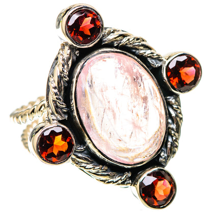 Signature Morganite, Garnet Ring Size 8 (925 Sterling Silver) RING138174