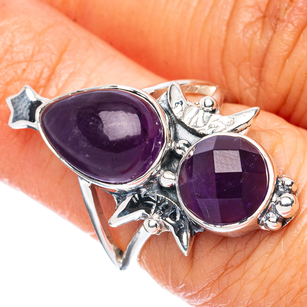 Premium Amethyst Moon Star 925 Sterling Silver Ring Size 6 Ana Co R3581