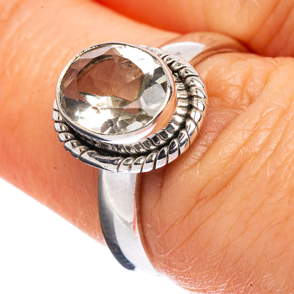 Faceted gemstone oval ring in 925 sterling silver, sculpted rope band