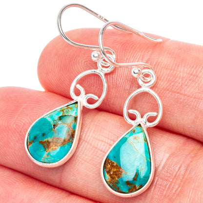 Chrysocolla Earrings 1 3/8" (925 Sterling Silver) E1240