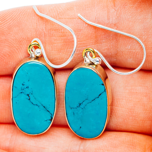 Tibetan Turquoise Earrings 1 3/8" (German Silver)