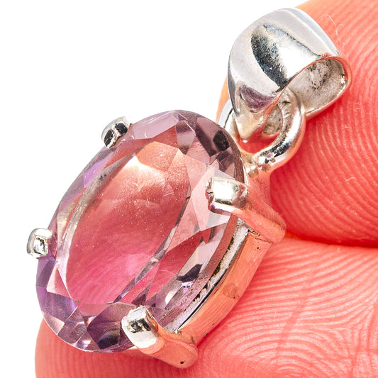 925 sterling silver pendant with faceted oval ametrine stone and loop bail