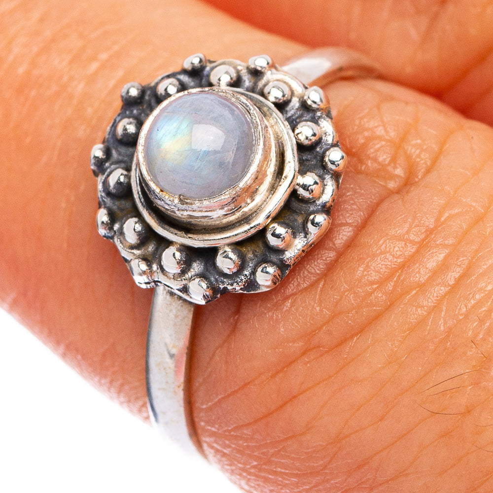Rainbow Moonstone Dainty Ring Size 6.75 (925 Sterling Silver) R145366