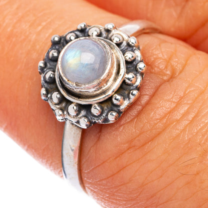Rainbow Moonstone Dainty Ring Size 6.75 (925 Sterling Silver) R145366