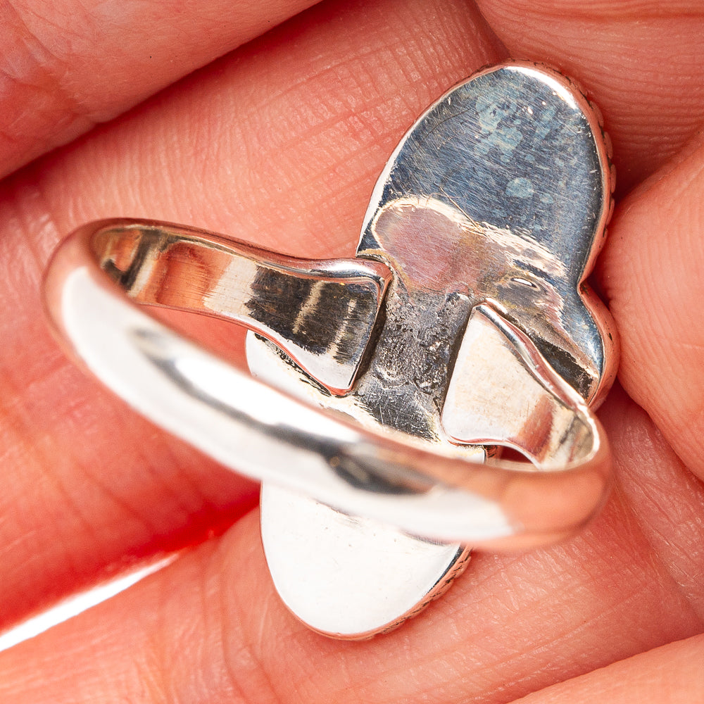 Pink Moonstone Ring Size 8 (.925 Sterling Silver)