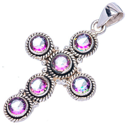 Mystic Topaz Cross Pendants 1 3/4" (925 Sterling Silver) P42370