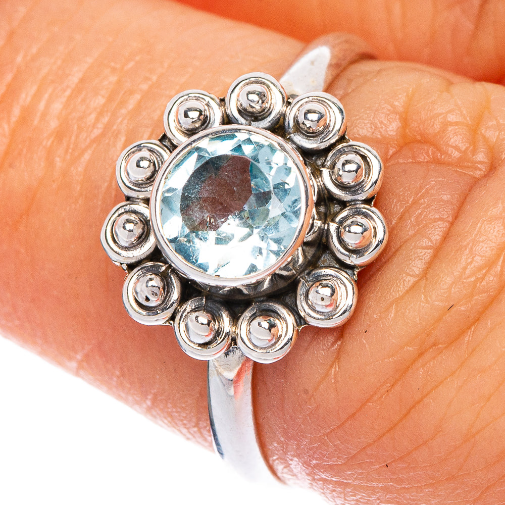Blue Topaz Dainty Ring Size 6.5 (925 Sterling Silver) R1209