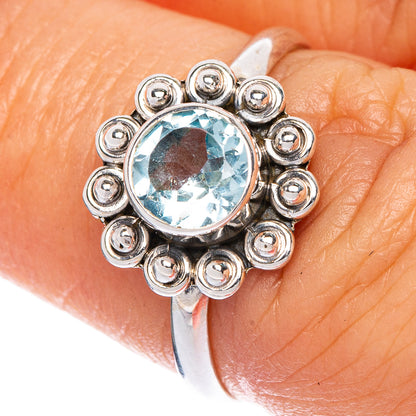 Blue Topaz Dainty Ring Size 6.5 (925 Sterling Silver) R1209