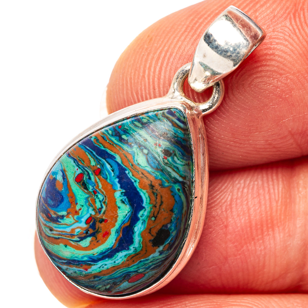 Rainbow Calsilica Pendant 1 1/8" (.925 Sterling Silver)