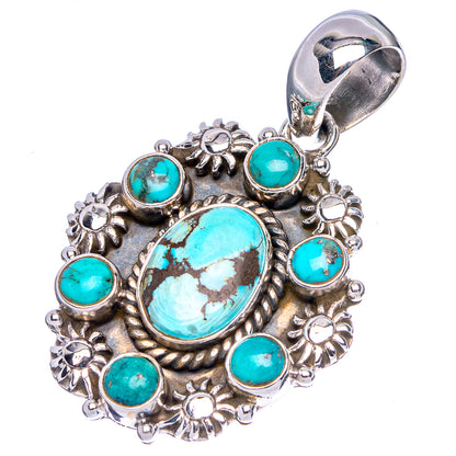 Rare Golden Hills Turquoise Pendant 1 3/4" (.925 Sterling Silver)