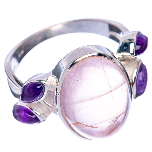 Rose Quartz, Amethyst Ring Size 9.25 (925 Sterling Silver) R144696