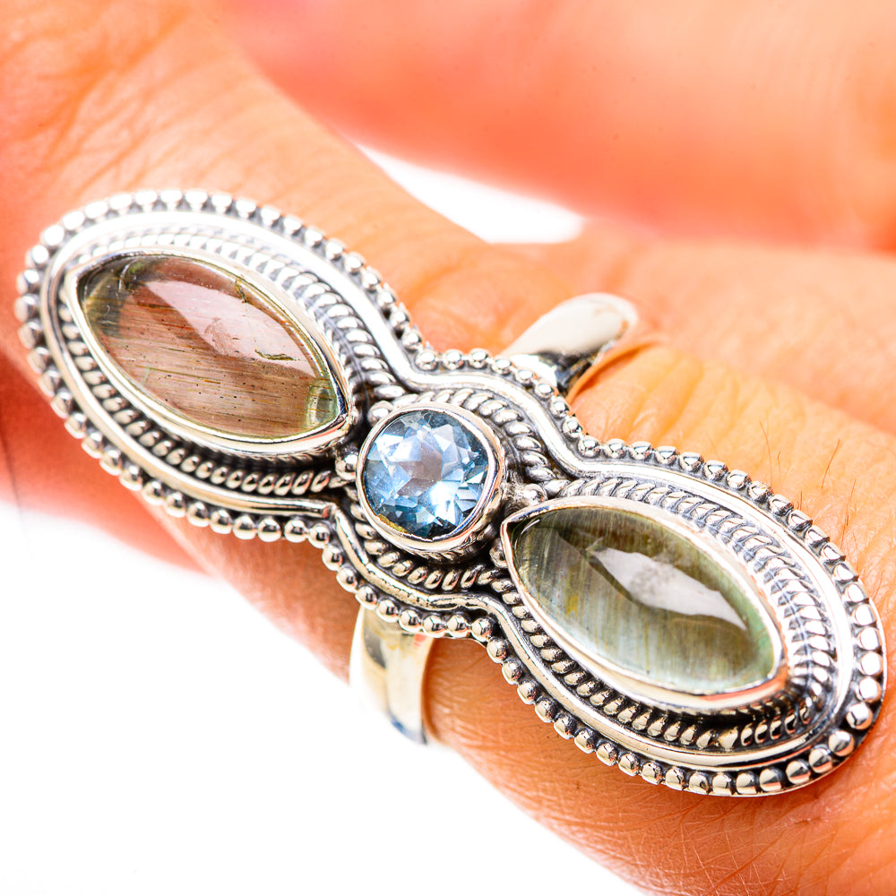 Large Natural Aquamarine, Blue Topaz Ring Size 7.25 (925 Sterling Silver) RING138037