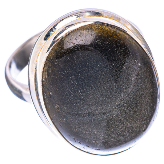 Golden Sheen Obsidian Ring Size 8.25 (925 Sterling Silver) R1621