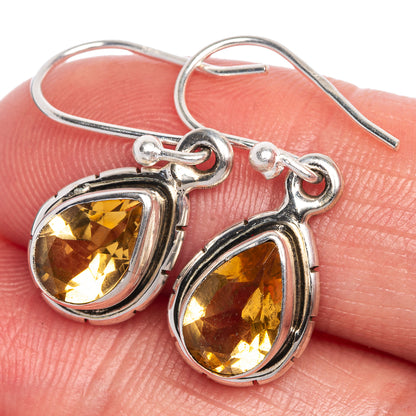 Faceted Citrine Earrings 1 1/8" (925 Sterling Silver) E1043