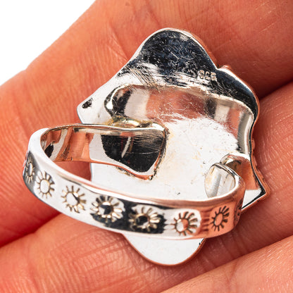 Exclusive Southwestern Style Hubei Turquoise Ring Size 9 Adjustable (.925 Sterling Silver)