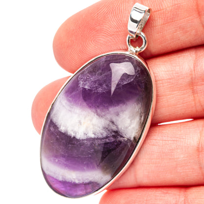 Premium Chevron Amethyst Pendant 1 7/8" (.925 Sterling Silver)
