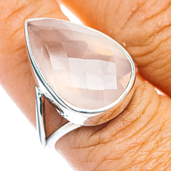 Premium Faceted Rose Quartz Ring Size 9 (.925 Sterling Silver)