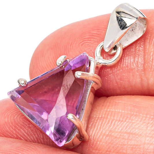 Faceted Amethyst Pendant 1" (925 Sterling Silver) P42985