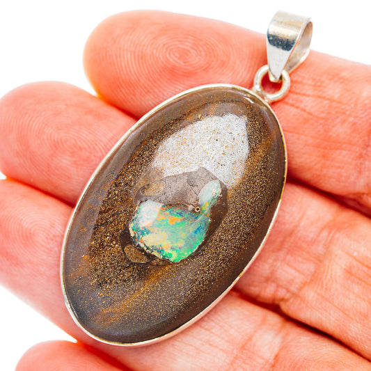 Premium Boulder Opal Pendant 1 7/8" (.925 Sterling Silver)