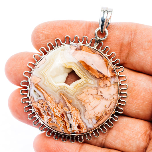 Mexican Cotton Candy Agate Pendant 2 3/8" (.925 Sterling Silver)