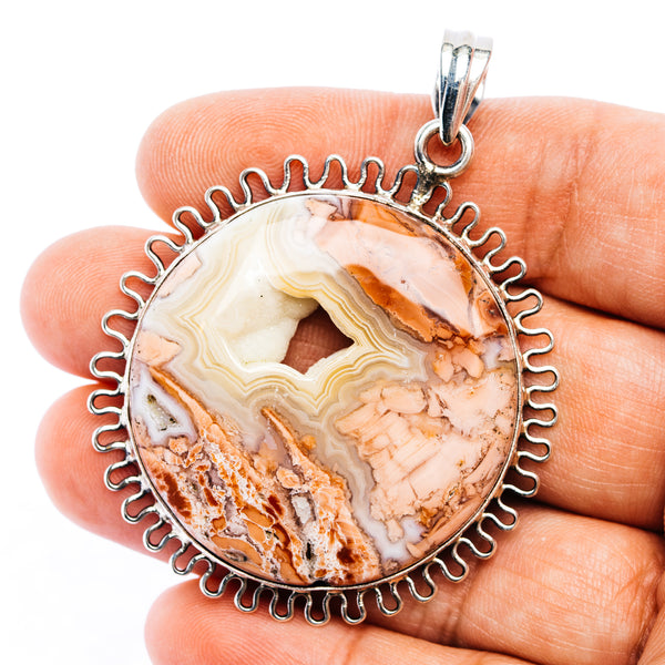Mexican Cotton Candy Agate Pendant 2 3/8" (.925 Sterling Silver)