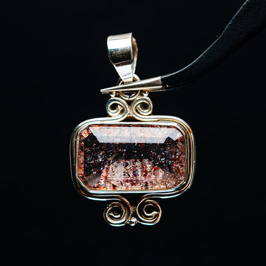 Premium Faceted Lepidocrocite Pendant 1 3/8" (.925 Sterling Silver)