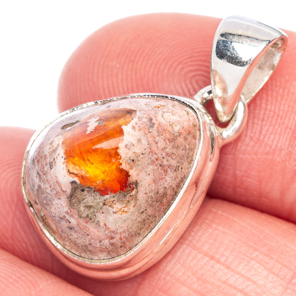 Rare Mexican Fire Opal Pendant 1" (925 Sterling Silver) P40631