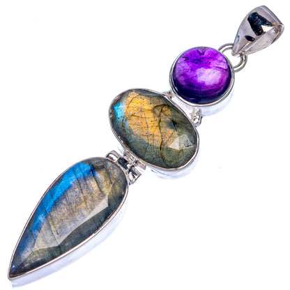 Labradorite, Amethyst Pendant 2 1/2" (925 Sterling Silver) P39792