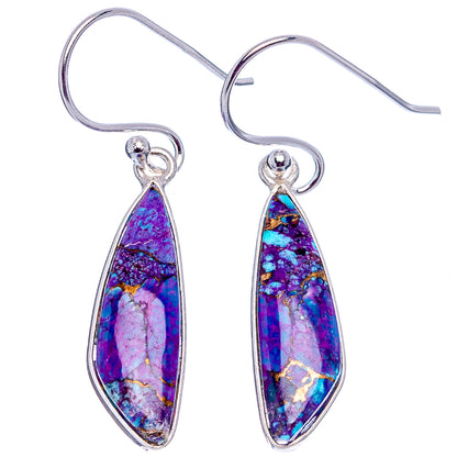 Purple Copper Turquoise Earrings 1 1/2" (.925 Sterling Silver)
