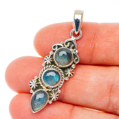 Labradorite Pendant 1 3/4" (.925 Sterling Silver)