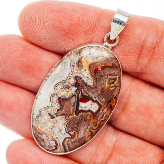 Premium Crazy Lace Agate Pendant 2" (.925 Sterling Silver)