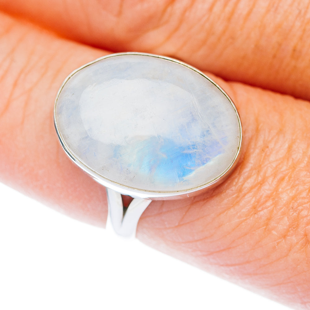 Large Premium Rainbow Moonstone Ring Size 8.5 (.925 Sterling Silver)