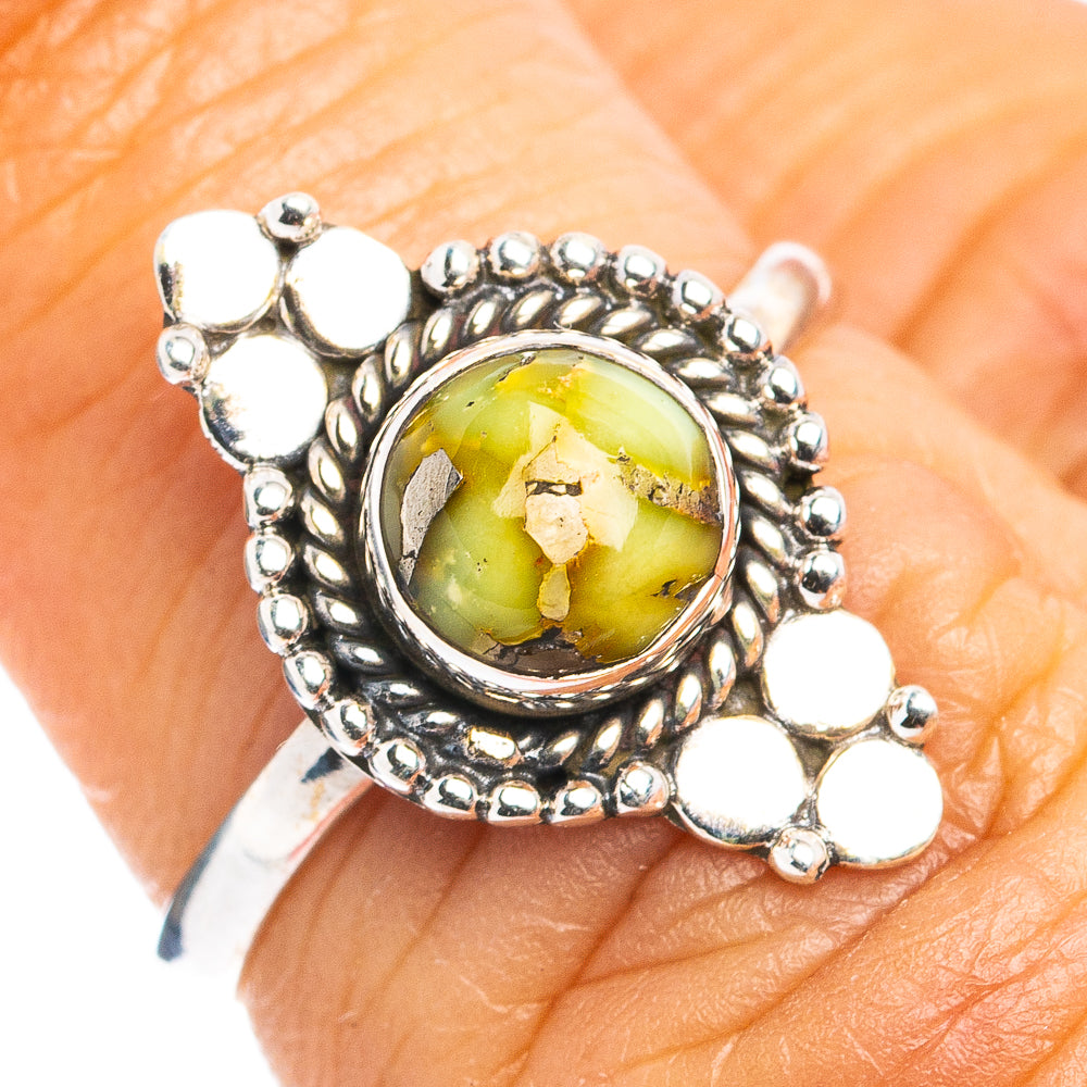Sonoran Gold Turquoise Dainty Ring Size 6 (.925 Sterling Silver)