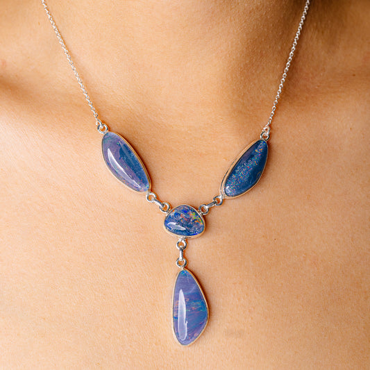 Triplet Opal Necklace 17" (925 Sterling Silver) N90249