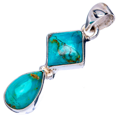 925 sterling silver pendant with Kingman turquoise rectangular stone and teardrop