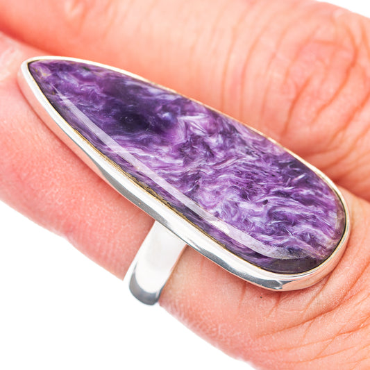 Large Premium Charoite Ring Size 5.5 Adjustable (.925 Sterling Silver)