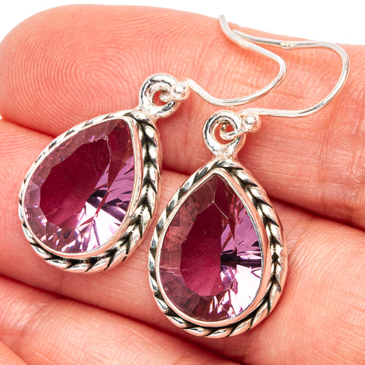 Faceted Alexandrite (Lab.) 925 Sterling Silver Earrings 1 3/8" (925 Sterling Silver) E2180