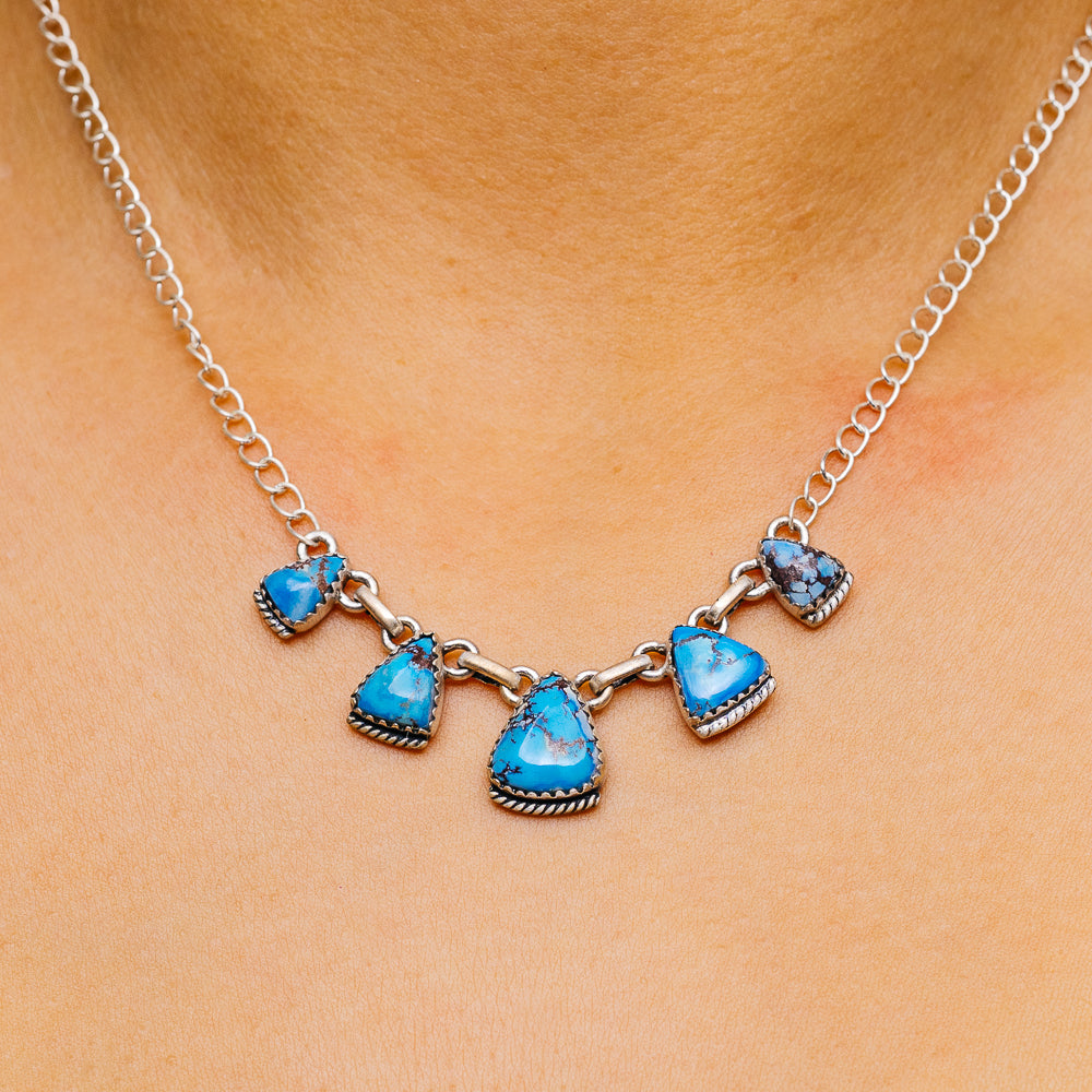 Southwestern Style Golden Hills Turquoise Necklace 19" (.925 Sterling Silver)