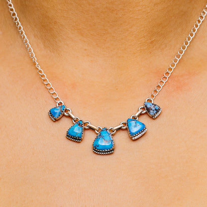 Southwestern Style Golden Hills Turquoise Necklace 19" (.925 Sterling Silver)