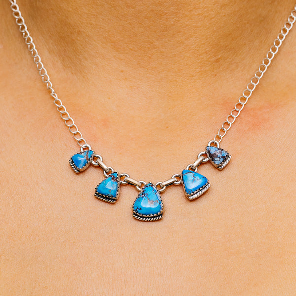 Southwestern Style Golden Hills Turquoise Necklace 19" (.925 Sterling Silver)