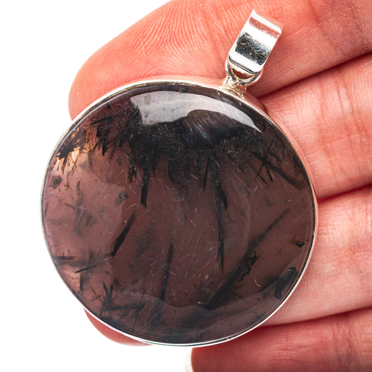 Tourmalinated Quartz Pendant 1 7/8" (.925 Sterling Silver)
