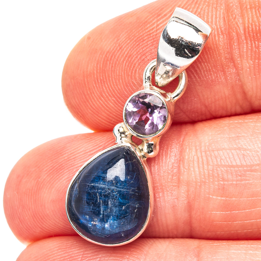 Kyanite, Amethyst Pendant 1 1/8" (.925 Sterling Silver)