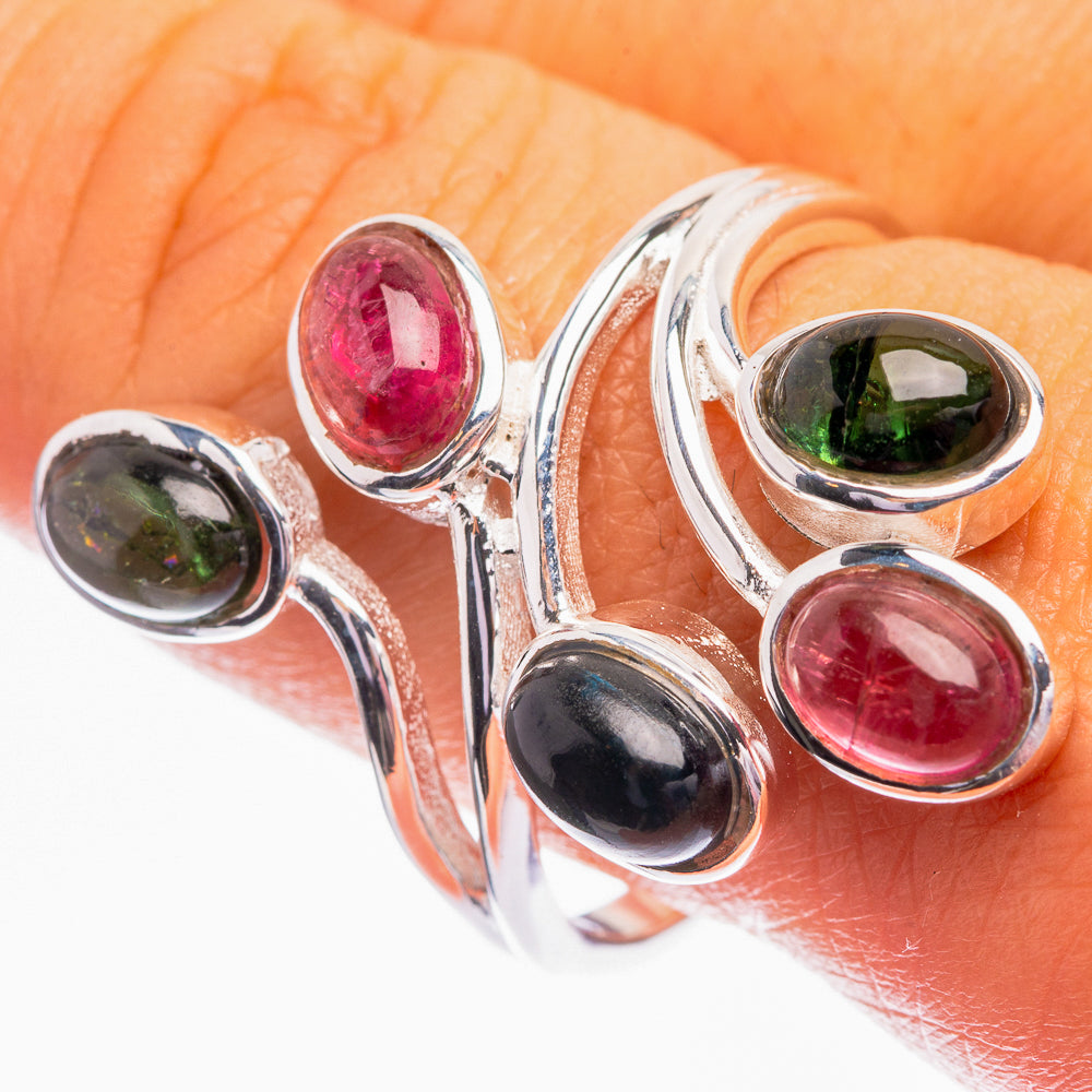 Natural Multi-Tourmaline Ring Size 10.5 (925 Sterling Silver) R142091
