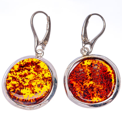 Baltic Amber Earrings 1 3/4" (925 Sterling Silver) E1096
