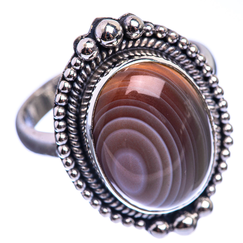 Botswana Agate 925 Sterling Silver Ring Size 9