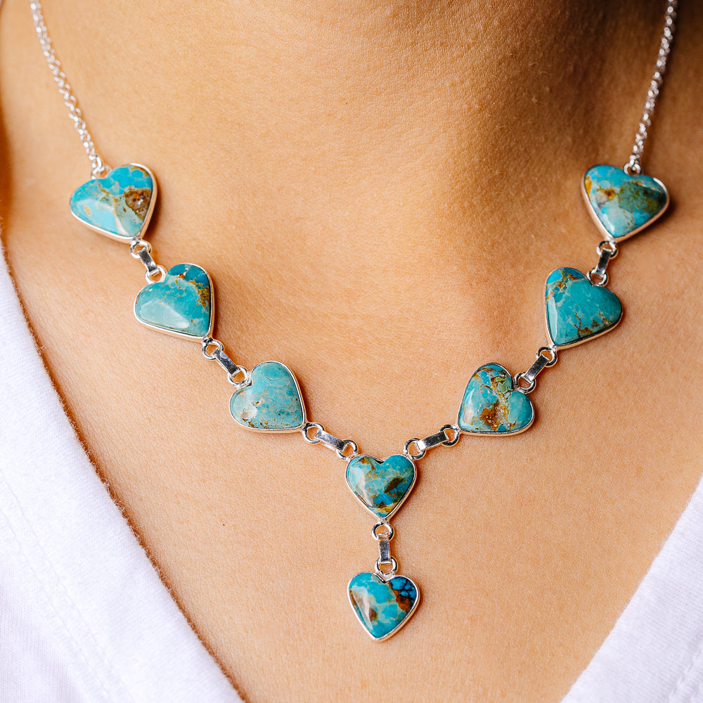 Arizona Turquoise Heart Necklace 16.5 (925 Sterling Silver) N90170