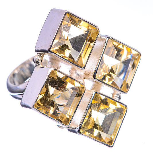 Large Faceted Citrine 925 Sterling Silver Ring Size 6